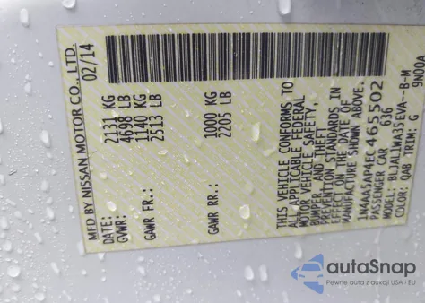 2014 Nissan Maxima 3.5 Sv from USA, damaged, VIN 1N4AA5AP4EC465502